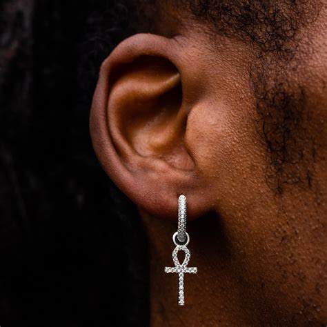 Ankh Earring In White Gold Spicyice