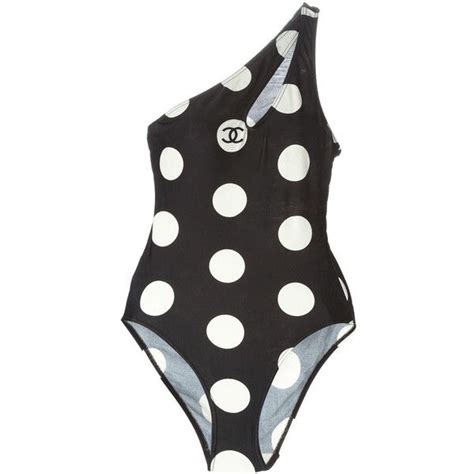 Chanel Vintage Polka Dot Swimsuit Liked On Polyvore Featuring Swimwear
