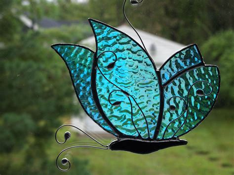 Stained Glass Butterfly Suncatcher Etsy Stained Glass Butterfly