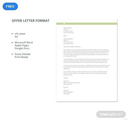 Fillable job offer letter sample. Free Offer Letter Format | Lettering, Free offer, Letter ...