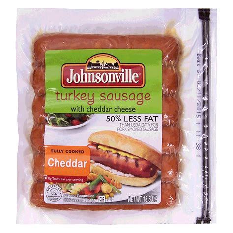 Johnsonville Fully Cooked Cheddar Turkey Sausage 6 Ct 135oz