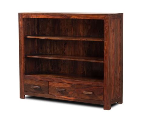 Buy Lifeestyle Handcrafted Sheesham Wood Bookcase With 3 Drawers Online