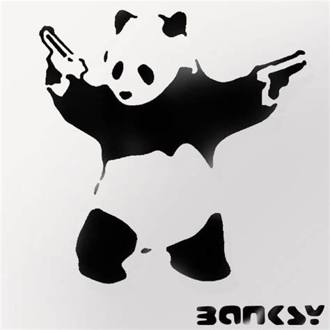 Banksy Pandamonium Stencil Panda Guns Wall Art Stencil Xl Etsy