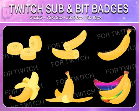 Banana Fruit Twitch Sub Badges Subscribers Sub Bit Loyalty Etsy Uk
