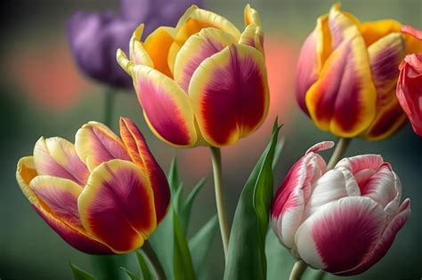 Premium Photo Tulips Spring Flowers Of Different Colors Flowers Buds