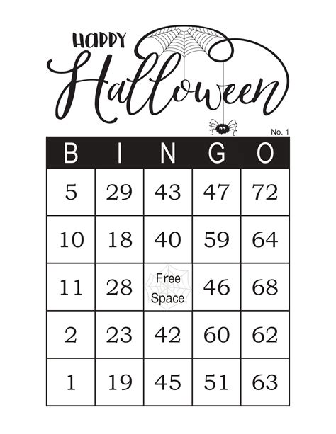 Halloween Bingo Cards 1000 Cards 1 Per Page Immediate Pdf Download