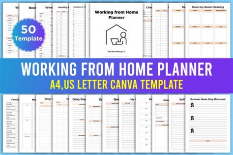 Editable Working From Home Planner Canva Graphic By Designmela01