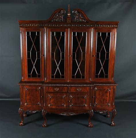 Ball And Claw Mahogany Dining Room China Cabinet With Gadroon