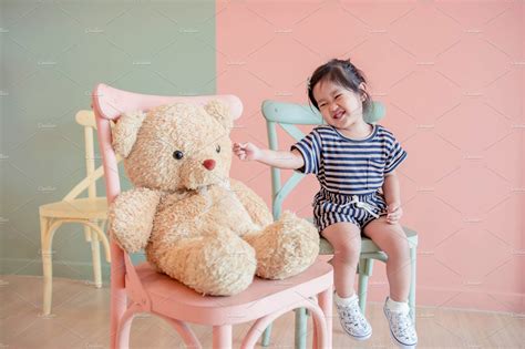 Happy Child With Teddy Bear High Quality People Images Creative Market