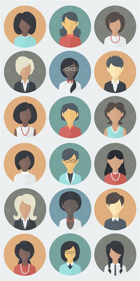 Face Icons In A Flat Style On Behance People Illustration Flat