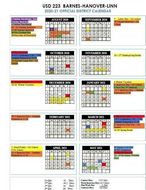 2020 2021 District Calendar Usd 223