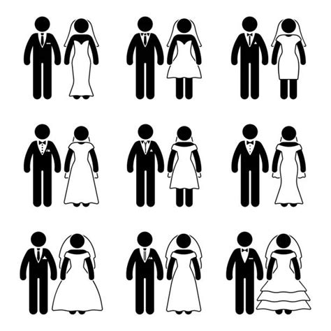 Stick Figure Wedding Cartoon Illustrations Royalty Free Vector