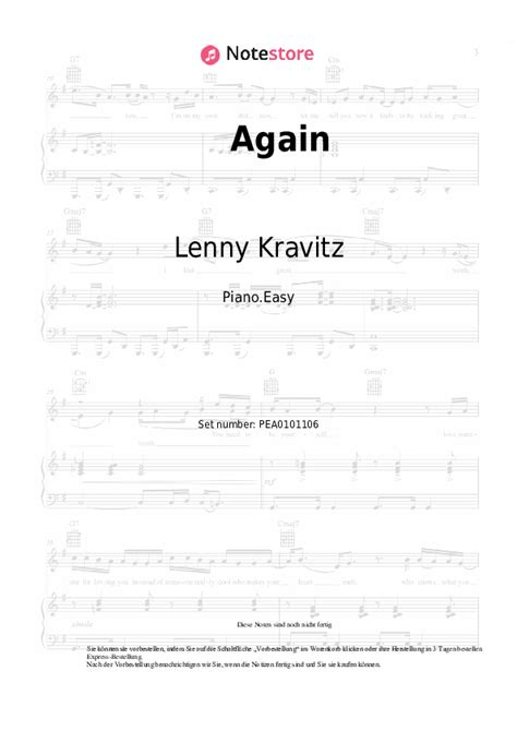 Lenny Kravitz Again Noten Für Piano Downloaden Für Anfänger Klavier