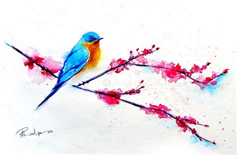 Bird Watercolor Painting Bird Art Print Bird Artwork Bird Etsy In 2020 Bluebird Painting