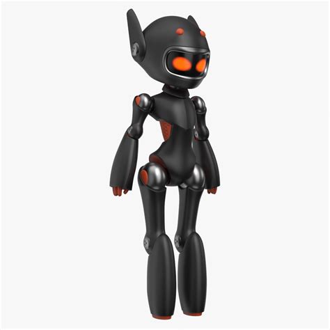 Cute Robot Black 3d Model Sci Fi Android Girl Woman Lady Mech Machine