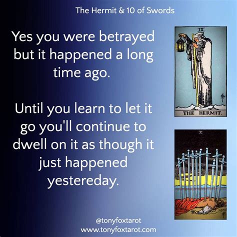 All the answers you seek are within you.* the hermit is a very deep card, it asks us to enter the moon's landscape but if we are brave, we exit into the sun. The Hermit & 10 of Swords in 2020 | Tarot learning, Tarot card meanings, Tarot cards for beginners