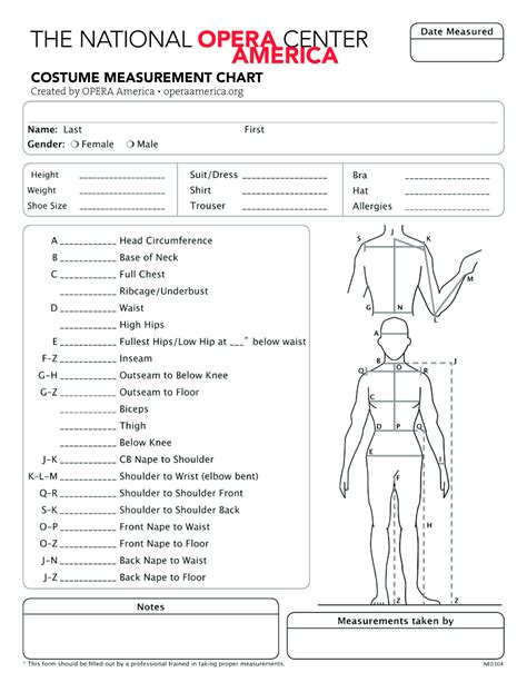 Costume Measurement Sheet Fillable Form Printable Forms Free Online