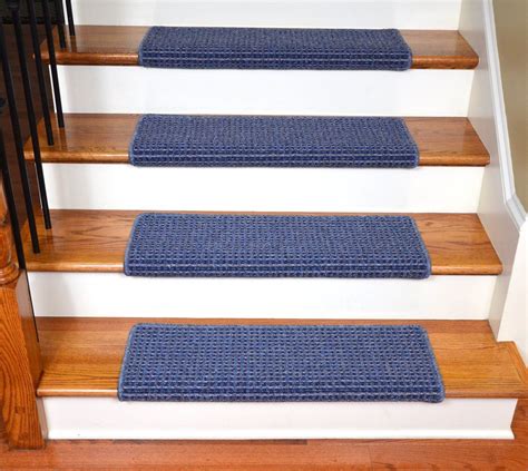 You must lay the rug pad at the location where you wish to place the rug. Dean Modern DIY Peel and Stick Bullnose Wraparound Non-Skid Carpet Stair Treads - Michelle Blue ...