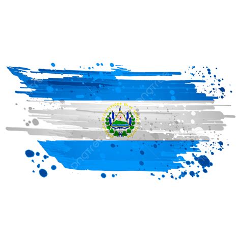El Salvador Bandera Acuarela Pincel Fondo Transparente Png Bandera Salvadore A Bandera De El