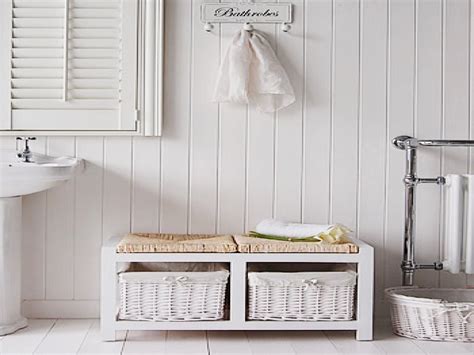 We used a bench plan from ana white and had all our pieces cut at our hardware store. Bathroom storage bench white | Bathroom bench, Bathroom ...