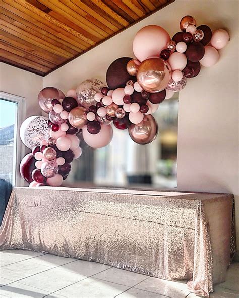 Burgundy Pink And Rose Gold Balloon Garland By Stylish Soirees Soirees Perth Rose Gold Party