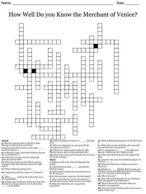 How Well Do You Know The Merchant Of Venice Crossword Wordmint