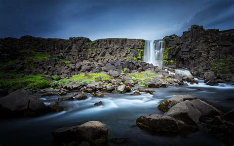 Beautiful Oxararfoss Waterfall In Thingvellir National