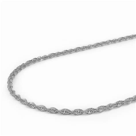 14k White Gold Womens 15mm Thin Diamond Cut Rope Chain Pendant Necklace 14 26 Ebay