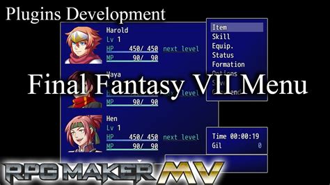 Final Fantasy Vii Menu Rpg Maker Mv Youtube