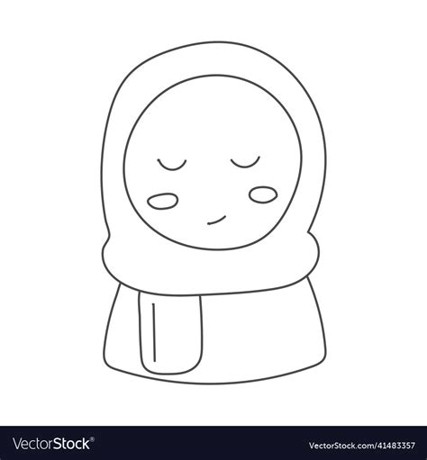 Girl In Hijab Closing Her Eyes Hand Drawn Can Vector Image