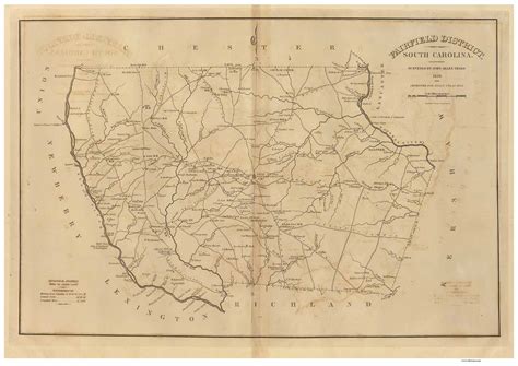 Fairfield District 1825 South Carolina Old Map Reprint Mills Atlas