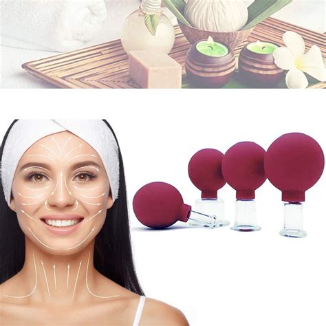 Glass Facial Cupping Set 4pcs Silicone Vacuum Suction Face Massage Cups Anti Cellulite