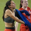 Why did @christenpress strip down to her sports bra on the field after ...