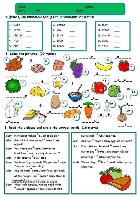 Countable And Uncountable Nouns Worksheet For Class 3 Easy Worksheet