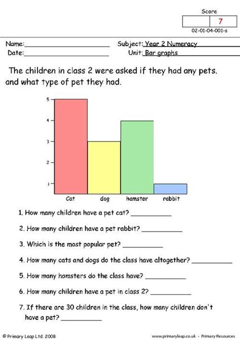 Year 2 Maths Bar Graphs Worksheet This Activity Asks Children To