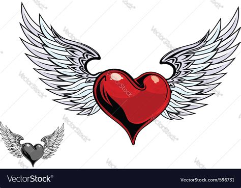 Retro Heart Wings Royalty Free Vector Image Vectorstock