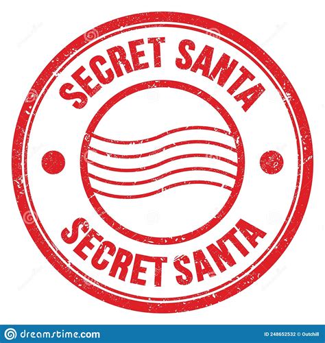 Secret Santa Text Written On Red Round Postal Stamp Sign Stock