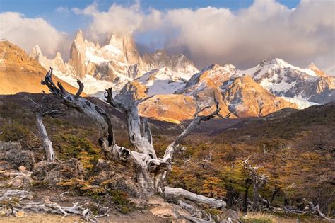 Amazing Mount Fitz Roy And The Waterfall At Pink Dawn Los Glaciares