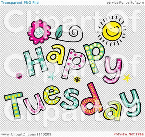 Clipart Colorful Sketched Happy Tuesday Text Royalty Free Vector