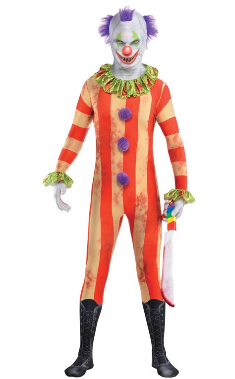 Scary Crazy Clown Suit Mens Fancy Dress Halloween Jester Circus Adults Costume Ebay