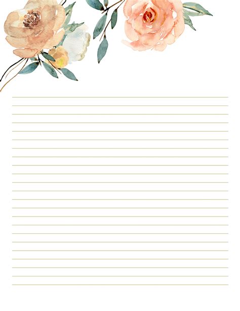 Rustic Floral Printable Letter Writing Paper Set Printable Writing