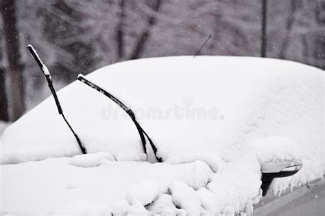 Windshield Wipers Of An Snow Covered Car Stock Image Image Of January