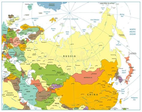 Political Map Of Eurasia Stock Vector Illustration Of International