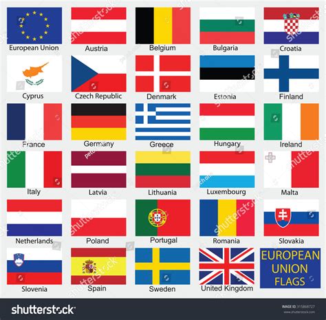 European Union Country Flagsmember States Eu Stock Vector Royalty Free