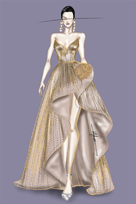Digital Fashion Illustration Of Couture Dress Fashion Illustration