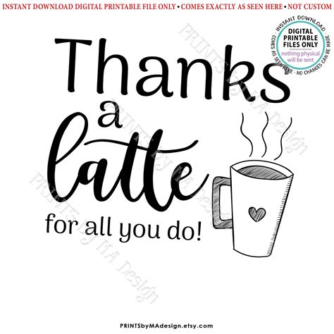 Thanks A Latte Card Thanks For All You Do T Card Holder Coffee Mug