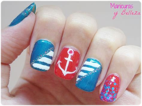 Unas decoradas con ancla paso a paso estilo marinero navy nail art youtube : Manicuras y Belleza: #Summernails: Uñas marineras ...