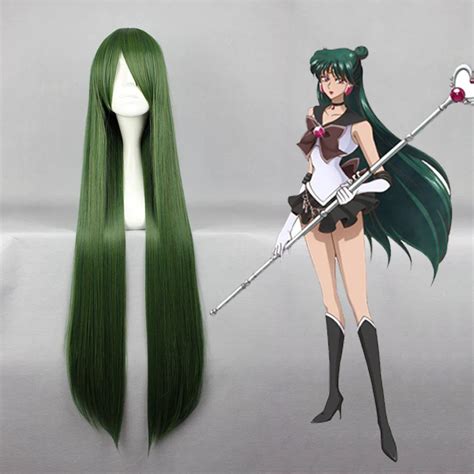 Sailor Moon Meiou Setsuna Dark Green Cosplay Wig With Images Sailor Pluto Cosplay Cosplay Hot