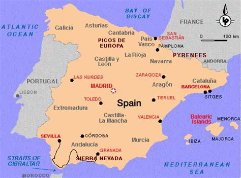 Detailed map of spain and neighboring countries. Map Of Spain Sevilla - HolidayMapQ.com
