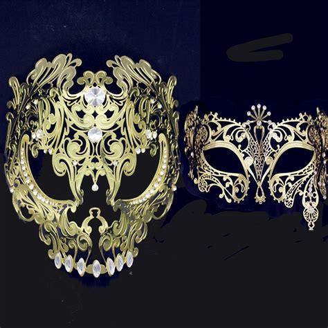 Full Face Venetian Metal Filigree Mask Men Women Skull Masquerade Mask